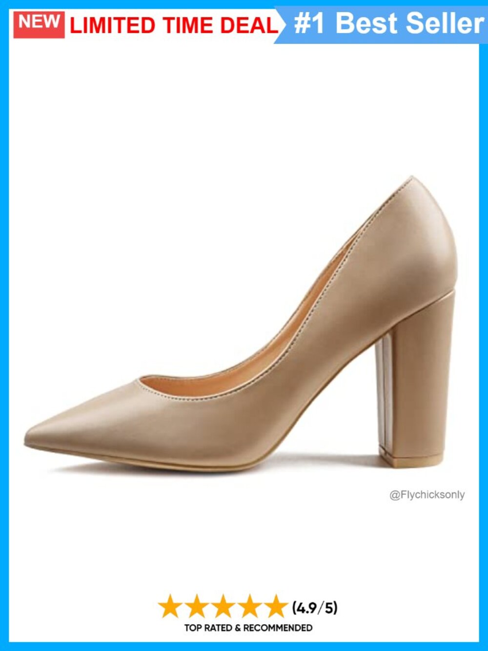 Women's Chunky Heel Pointed Toe Pump Ankle Strap Water Resistant